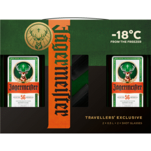 Jagermeister Liqueur Travellers’ Exclusive 2×0,50 Liter + 2 Shot Glasses